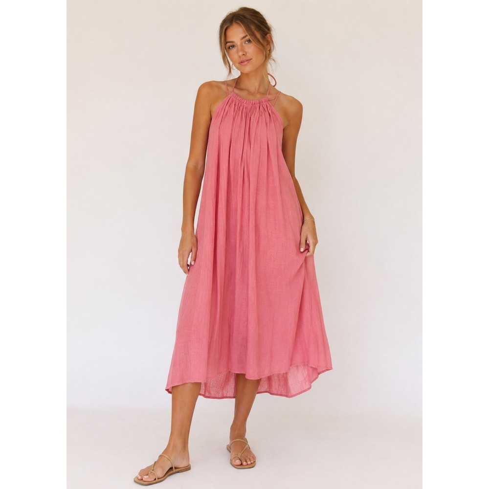 Talulah Womens Pink Sleeveless Maxi Dress Summer Beach Lagenlook Sundress Size S